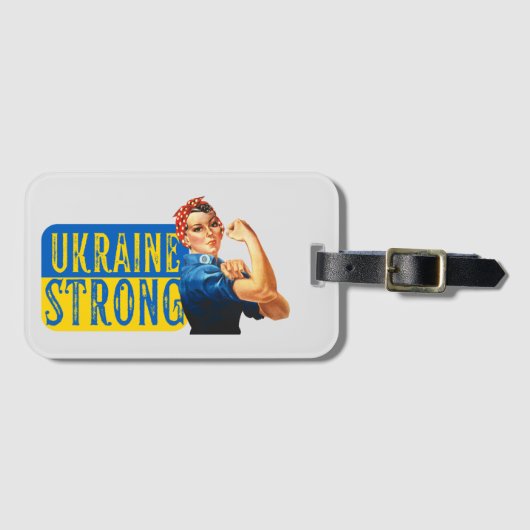 Ukraine Strong Rosie the Riveter Gepäckanhänger (Vorderseite (Horizontal))