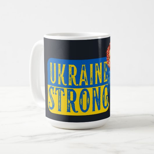 Ukraine Strong Rosie the Riveter Kaffeetasse (Vorderseite Links)