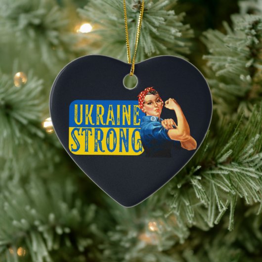Ukraine Strong Rosie the Riveter Keramik Ornament (Baum)
