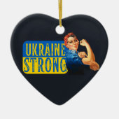 Ukraine Strong Rosie the Riveter Keramik Ornament (Vorne)