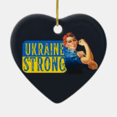 Ukraine Strong Rosie the Riveter Keramik Ornament (Hinten)