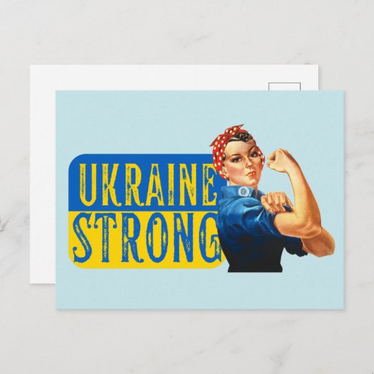 Ukraine Strong Rosie the Riveter Postkarte (Vorne/Hinten)