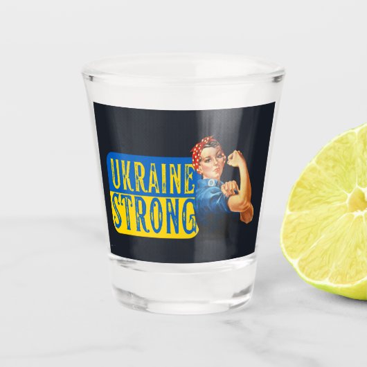 Ukraine Strong Rosie the Riveter Schnapsglas (Vorderseite)