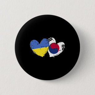 Ukraine Südkorea Herz Flaggen Ukrainische Koreanis Button