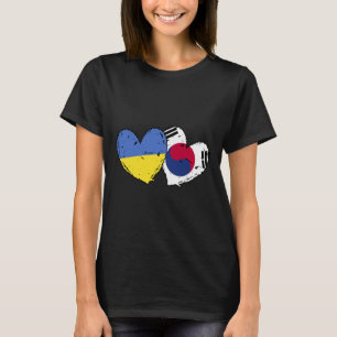 Ukraine Südkorea Herz Flaggen Ukrainische Koreanis T-Shirt