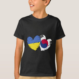Ukraine Südkorea Herz Flaggen Ukrainische Koreanis T-Shirt