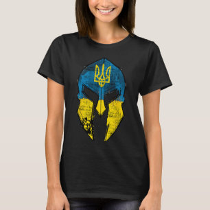 Ukraine T-Shirt Sparta Helm Ukraine Wappen Flagge 