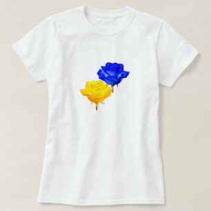 Ukraine T - Shirt Ukrainische Flaggenfarben Rose