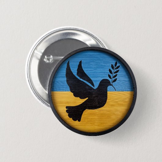 Ukraine Taube des Friedens Button (Vorne & Hinten)