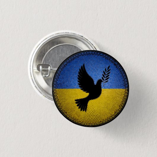 Ukraine Taube des Friedens Button (Vorne & Hinten)