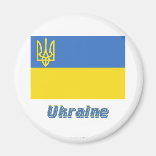 Ukraine Traditionelle Flagge mit Name Magnet (Vorne)