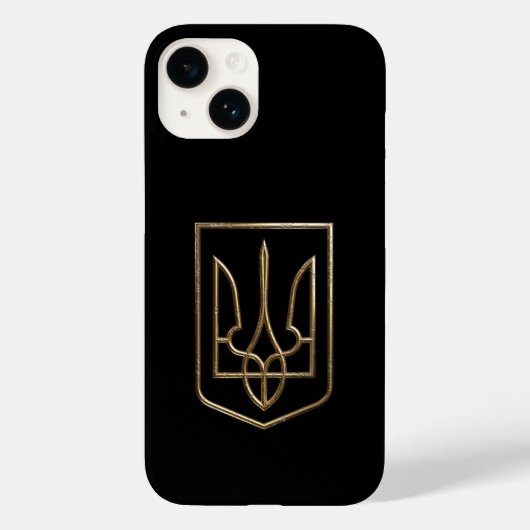 Ukraine Trident Gyrfalcon Wappen golden gezahnt Case-Mate iPhone Hülle (Rückseite)