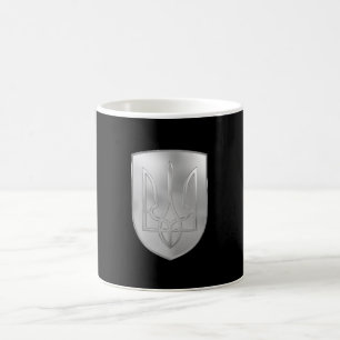 Ukraine Trident Gyrfalcon Wappen Silver Look Kaffeetasse