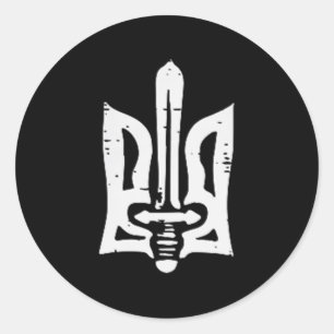 Ukraine Trident Sword Pocket Ukrainian Tryzub Wome Runder Aufkleber