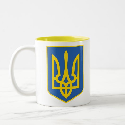 UKRAINE-TRIDENT ZWEIFARBIGE TASSE (Links)