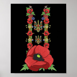 Ukraine Trysub Rote Mohnblumen Süße Vintage Ukrain Poster