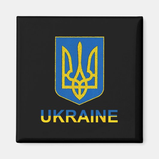 Ukraine Tryzub-Emblem-Schild-Design Nationalfarbe Magnet (Vorne)