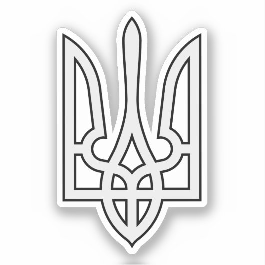 Ukraine Tryzub in Weiß Aufkleber (Vorderseite)