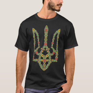 Ukraine Tryzub T-Shirt Ukrainische Blume modische