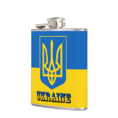 Ukraine, Tryzub, ukrainische Flagge/Wappen-Coat Flachmann (Links)