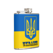 Ukraine, Tryzub, ukrainische Flagge/Wappen-Coat Flachmann (Rechts)