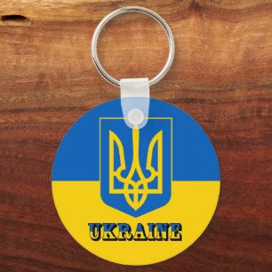 Ukraine, Tryzub, ukrainische Flagge/Wappen-Coat Schlüsselanhänger