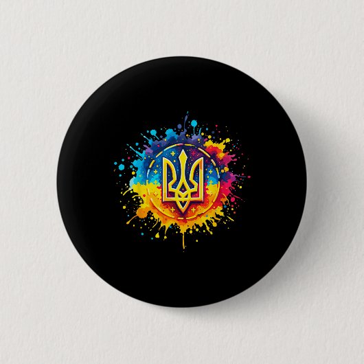 Ukraine Tryzub Ukrainischer Dreizack Button (Vorderseite)