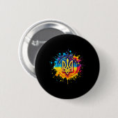 Ukraine Tryzub Ukrainischer Dreizack Button (Vorne & Hinten)