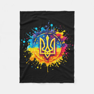 Ukraine Tryzub Ukrainischer Dreizack Fleecedecke