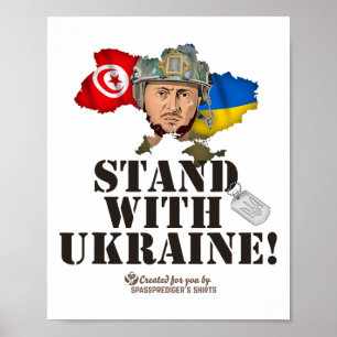 Ukraine Tunesien Flaggen Zelenskyy Steht mit der U Poster
