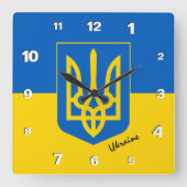 Ukraine-Uhr, patriotische Zuhause, ukrainische Fla Quadratische Wanduhr (Vorderseite)