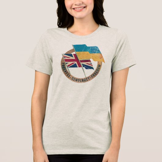 Ukraine-UK-Freundschaftsemblem Tri-Blend Shirt (Vorderseite)