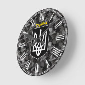Ukraine & Ukraine Karte Camouflage / Tryzub Round Runde Wanduhr (Winkel)