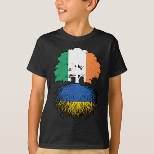 Ukraine Ukrainisch Irland Tree Roots Flag T-Shirt