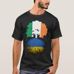 Ukraine Ukrainisch Irland Tree Roots Flag T-Shirt