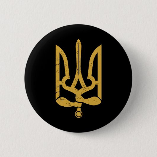 Ukraine Ukrainisch Kiew Trysub Flagge 10 Button (Vorderseite)