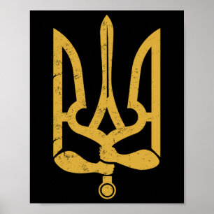 Ukraine Ukrainisch Kiew Trysub Flagge 10 Poster