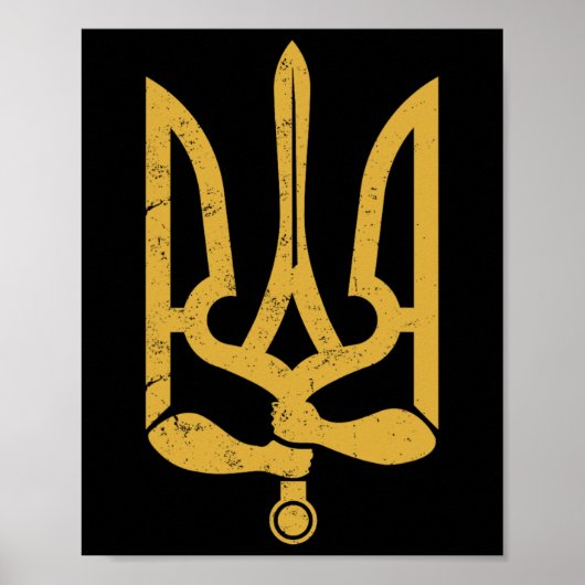 Ukraine Ukrainisch Kiew Trysub Flagge 10 Poster (Vorne)