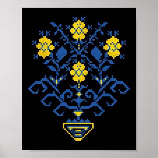 Ukraine Ukrainisch Kiew Trysub Flagge 11 Poster (Vorne)