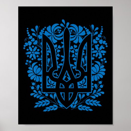 Ukraine Ukrainisch Kiew Trysub Flagge 14 Poster (Vorne)