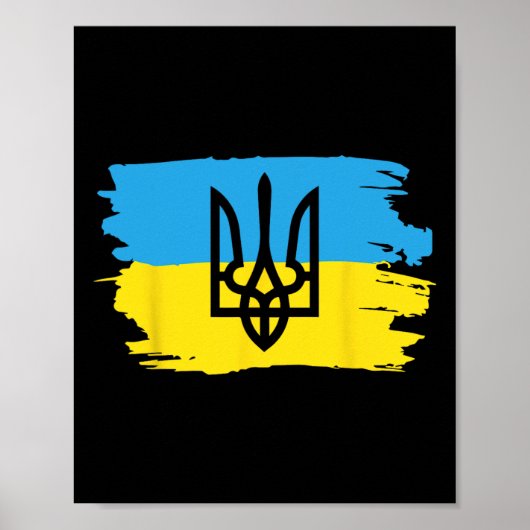 Ukraine Ukrainisch Kiew Trysub Flagge 17  Poster (Vorne)