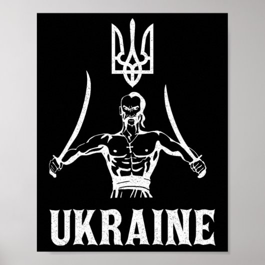 Ukraine Ukrainisch Kiew Trysub Flagge 8  Poster (Vorne)
