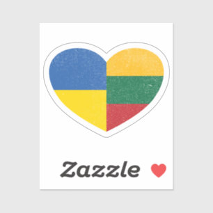Ukraine Ukrainisch Litauen Litauen Liebe Herz Aufkleber