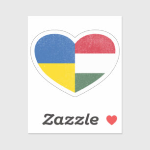 Ukraine Ukrainisch Ungarn Ungarische Herz-Liebe Fl Aufkleber