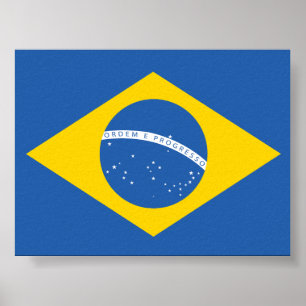 Ukraine Ukrainische Brasilien Brasilianische Flagg Poster
