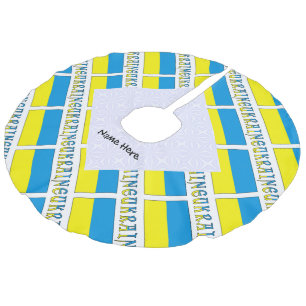 Ukraine Ukrainische Flagge gekachelt schwarze Pers Leinenimitat Weihnachtsbaumdecke