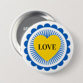 Ukraine Ukrainische Flagge Herztypografie Liebe Button (Vorne & Hinten)
