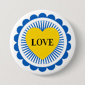 Ukraine Ukrainische Flagge Herztypografie Liebe Button (Vorderseite)