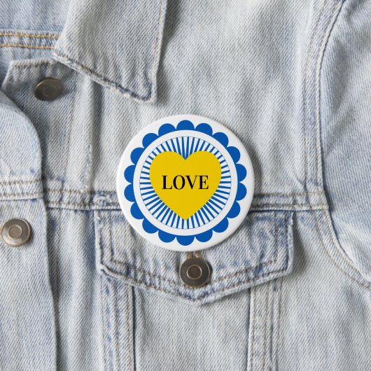 Ukraine Ukrainische Flagge Herztypografie Liebe Button (Beispiel)
