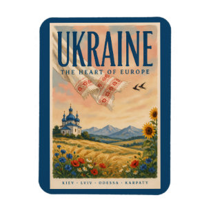 Ukraine Ukrainische Landschaft Illustration Reise Magnet
